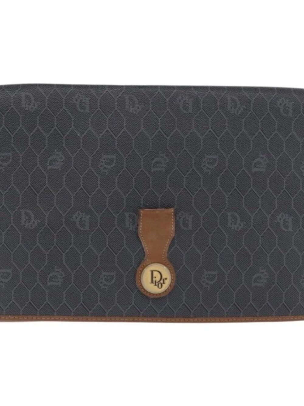 Christian Dior Honeycomb Canvas Chain Shoulder Bag PVC Black Gold Auth 170125 - Picture 13 of 16